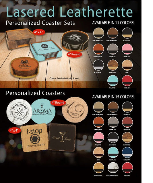 Customizable Leatherette Coasters