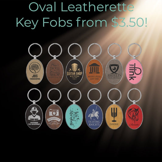 Customizable Leatherette oval Keychains